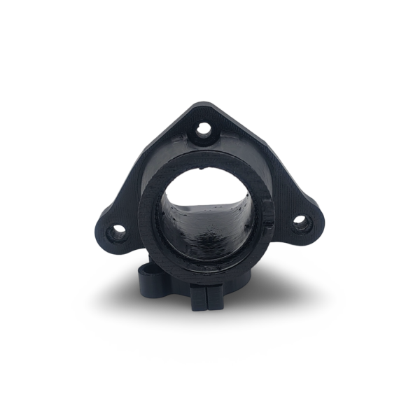 Front view of the 3D printed Honda NX650 Dominator carburetor insulator (16211-MN9-000) showing the mounting flange and smooth internal bore for optimal airflow.