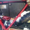 Real-world installation photo of the R3print Moto airbox lid upgrade mounted securely inside a 1983 Honda XL600R chassis frame