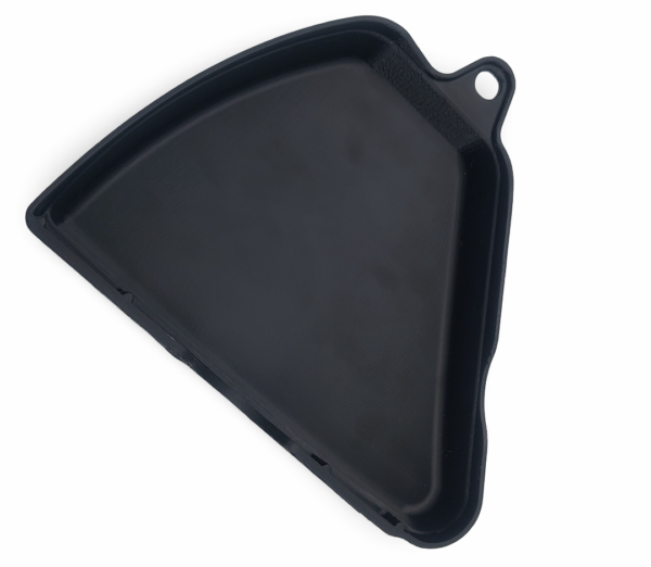 Back view of the 3D printed Honda CB400F left side cover (83700-377-000) showing the reinforced mounting tabs and UV-resistant ASA structural interior for 1975–1977 models.