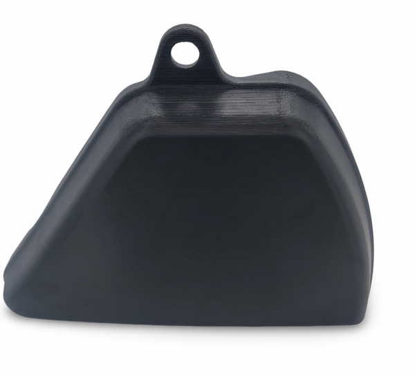 Macro front view of the 3D printed Honda CB400F left side cover (83700377000) showcasing the smooth ASA surface finish and high-resolution layer adhesion for a factory-original look.