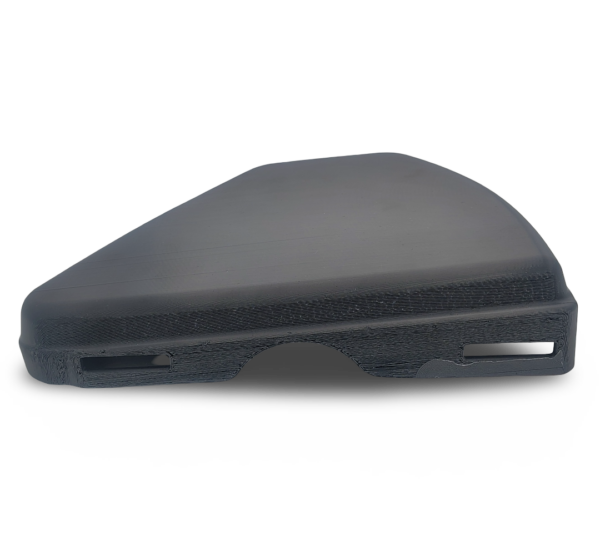 Detailed top view of the 3D printed Honda CB400F left side cover (83700-377-000) showcasing the precision-molded mounting lip and paint-ready ASA surface finish.