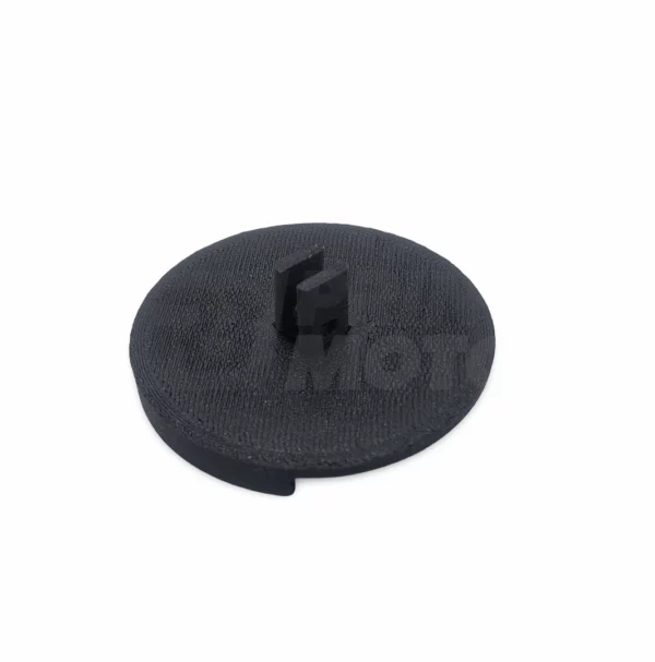 Bottom view of the R3print Moto 3D printed PAHT-CF carbon fiber fuel petcock / choke lever and selector knob for classic Suzuki motorcycles, showing the reinforced internal U-shaped channel and part number 58481-49302