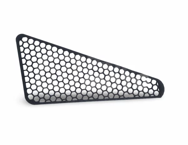 radiator-shroud-mesh-guard-klr650-49089-5027-top-view Top view showing honeycomb mesh pattern on 3D printed ASA radiator shroud guard for Kawasaki KLR650