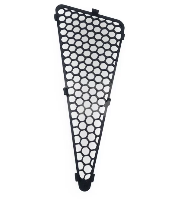 Bottom view displaying mounting tabs on Kawasaki KLR650 Tengai fairing mesh grill replacement
