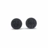 shock-pivot-bolt-cover-klr650-11012-1559-front-logo Front view showing detailed KLR650 text emblem on replacement frame pivot bolt covers